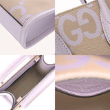 GUCCI グッチ ミニトート ジャンボGG 2WAY ベージュ/パープル ゴールド金具 671623 レディース キャンバス レザー トートバッグ Aランク 中古 銀蔵