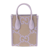 GUCCI グッチ ミニトート ジャンボGG 2WAY ベージュ/パープル ゴールド金具 671623 レディース キャンバス レザー トートバッグ Aランク 中古 銀蔵