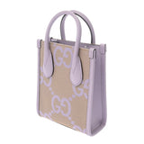GUCCI グッチ ミニトート ジャンボGG 2WAY ベージュ/パープル ゴールド金具 671623 レディース キャンバス レザー トートバッグ Aランク 中古 銀蔵
