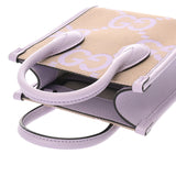 GUCCI グッチ ミニトート ジャンボGG 2WAY ベージュ/パープル ゴールド金具 671623 レディース キャンバス レザー トートバッグ Aランク 中古 銀蔵