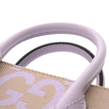 GUCCI グッチ ミニトート ジャンボGG 2WAY ベージュ/パープル ゴールド金具 671623 レディース キャンバス レザー トートバッグ Aランク 中古 銀蔵