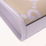 GUCCI グッチ ミニトート ジャンボGG 2WAY ベージュ/パープル ゴールド金具 671623 レディース キャンバス レザー トートバッグ Aランク 中古 銀蔵