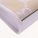 GUCCI グッチ ミニトート ジャンボGG 2WAY ベージュ/パープル ゴールド金具 671623 レディース キャンバス レザー トートバッグ Aランク 中古 銀蔵