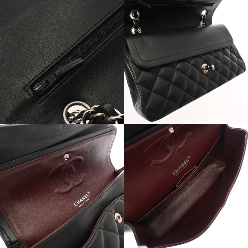 CHANEL シャネル マトラッセ チェーンショルダー 25cm Wフラップ ブラック A01112 レディース ラムスキン ショルダーバッグ ABランク 中古 銀蔵