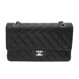 CHANEL シャネル マトラッセ チェーンショルダー 25cm Wフラップ ブラック A01112 レディース ラムスキン ショルダーバッグ ABランク 中古 銀蔵