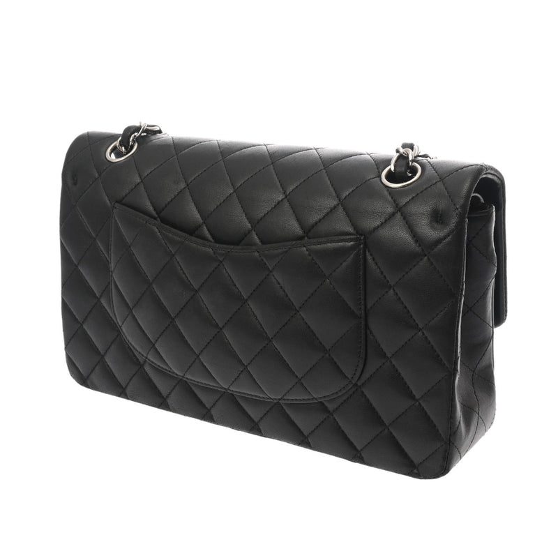 CHANEL シャネル マトラッセ チェーンショルダー 25cm Wフラップ ブラック A01112 レディース ラムスキン ショルダーバッグ ABランク 中古 銀蔵