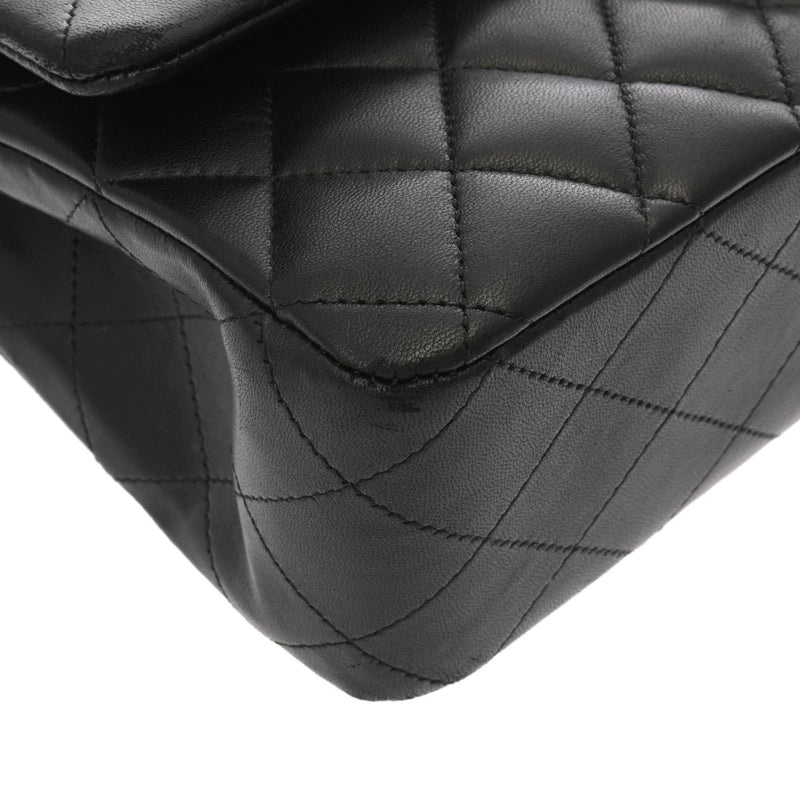 CHANEL シャネル マトラッセ チェーンショルダー 25cm Wフラップ ブラック A01112 レディース ラムスキン ショルダーバッグ ABランク 中古 銀蔵