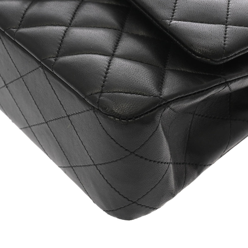 CHANEL シャネル マトラッセ チェーンショルダー 25cm Wフラップ ブラック A01112 レディース ラムスキン ショルダーバッグ ABランク 中古 銀蔵