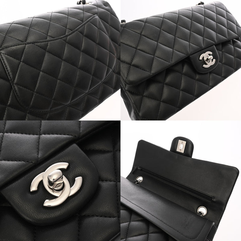 CHANEL シャネル マトラッセ チェーンショルダー 25cm Wフラップ ブラック A01112 レディース ラムスキン ショルダーバッグ ABランク 中古 銀蔵