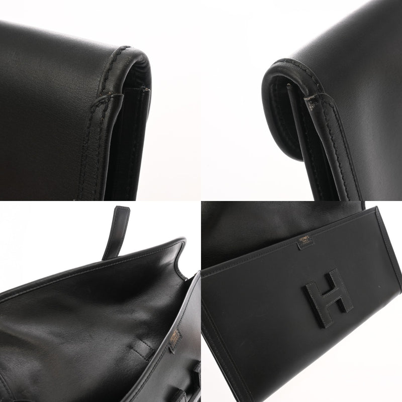 HERMES エルメス ジジェ ブラック □B刻印(1998年頃) ユニセックス ボックスカーフ クラッチバッグ ABランク 中古 銀蔵