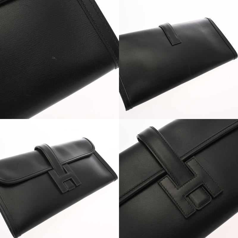 HERMES エルメス ジジェ ブラック □B刻印(1998年頃) ユニセックス ボックスカーフ クラッチバッグ ABランク 中古 銀蔵