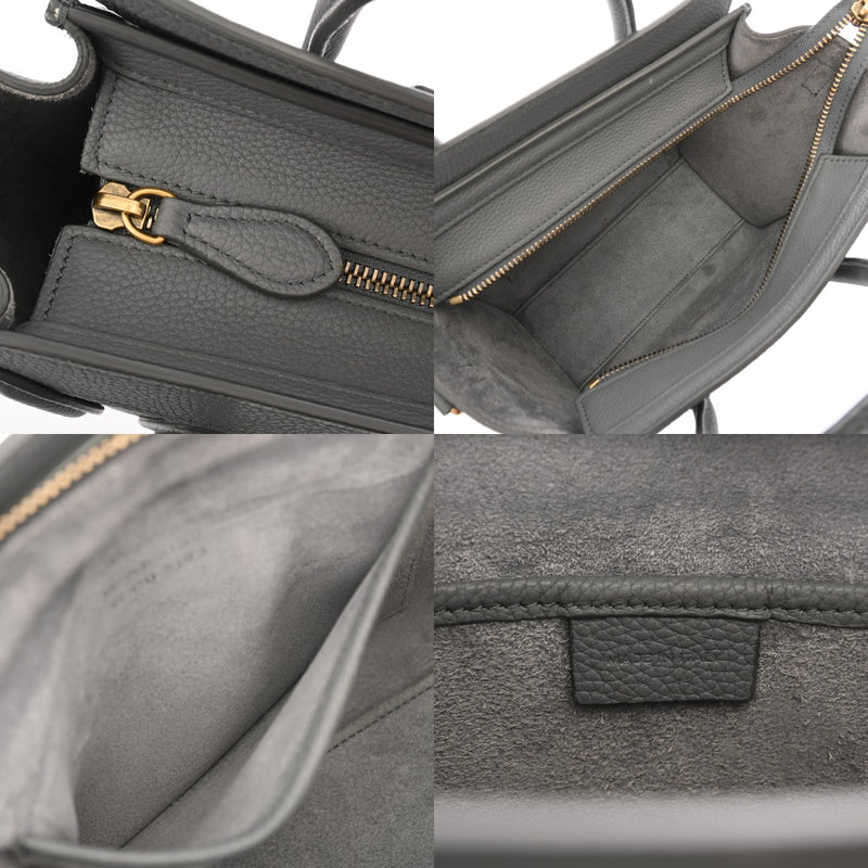 CELINE セリーヌ ラゲージ ナノ 2WAY グレー 189243 レディース ドラムドカーフ ハンドバッグ Aランク 中古 銀蔵