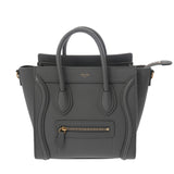 CELINE セリーヌ ラゲージ ナノ 2WAY グレー 189243 レディース ドラムドカーフ ハンドバッグ Aランク 中古 銀蔵