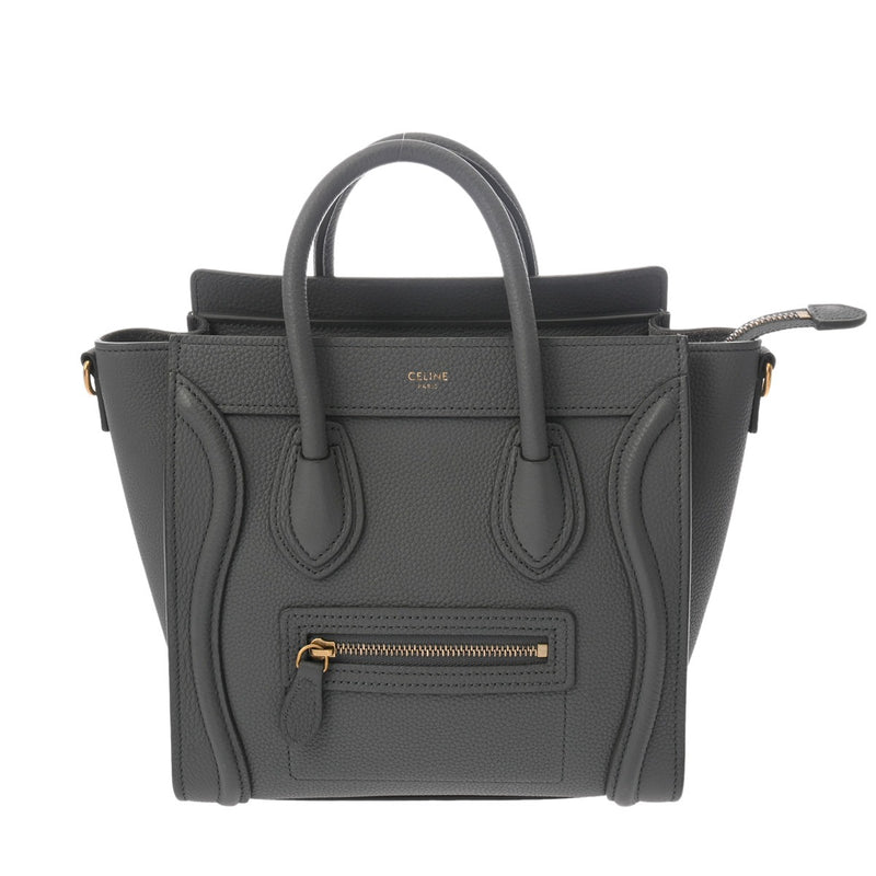 CELINE セリーヌ ラゲージ ナノ 2WAY グレー 189243 レディース ドラムドカーフ ハンドバッグ Aランク 中古 銀蔵