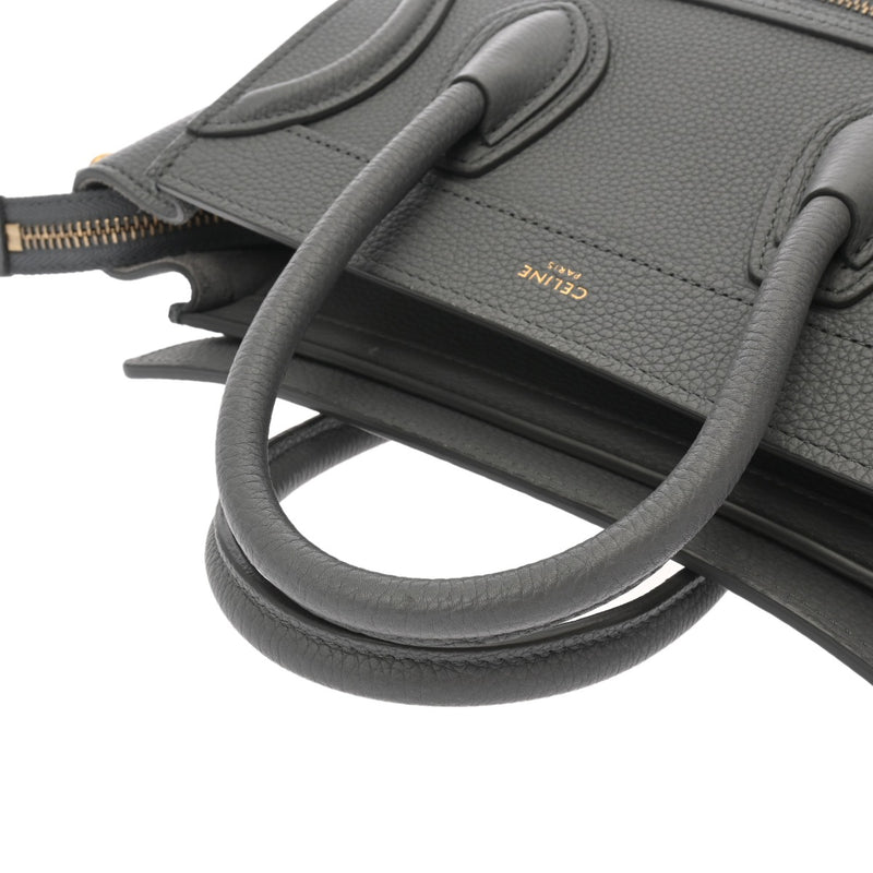 CELINE セリーヌ ラゲージ ナノ 2WAY グレー 189243 レディース ドラムドカーフ ハンドバッグ Aランク 中古 銀蔵