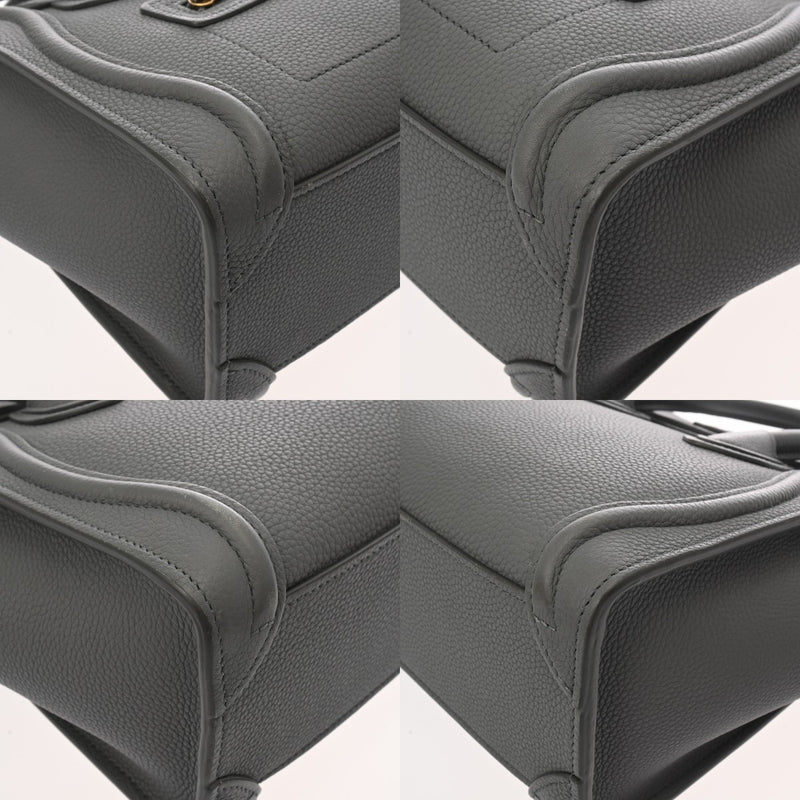 CELINE セリーヌ ラゲージ ナノ 2WAY グレー 189243 レディース ドラムドカーフ ハンドバッグ Aランク 中古 銀蔵