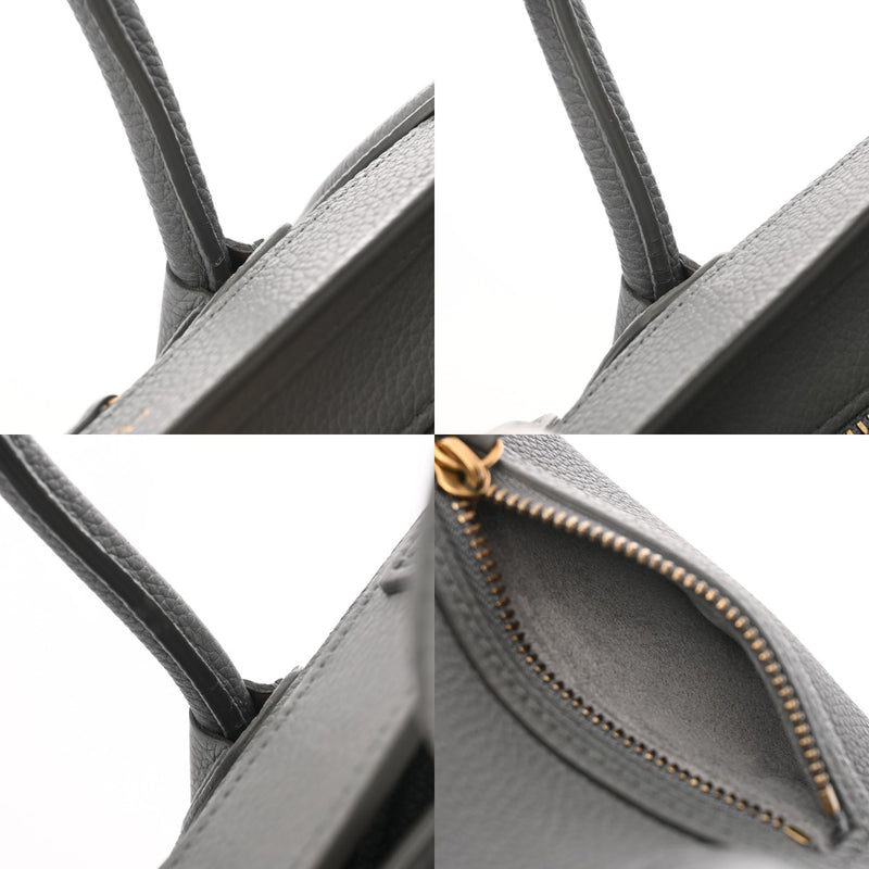 CELINE セリーヌ ラゲージ ナノ 2WAY グレー 189243 レディース ドラムドカーフ ハンドバッグ Aランク 中古 銀蔵