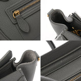 CELINE セリーヌ ラゲージ ナノ 2WAY グレー 189243 レディース ドラムドカーフ ハンドバッグ Aランク 中古 銀蔵