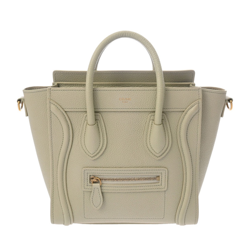 CELINE セリーヌ ラゲージ ナノ 2WAY ミントグリーン 189243 レディース ドラムドカーフ ハンドバッグ Aランク 中古 銀蔵