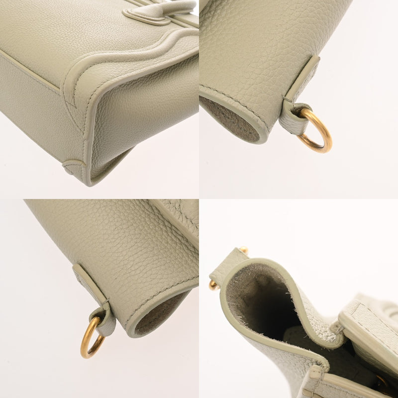 CELINE セリーヌ ラゲージ ナノ 2WAY ミントグリーン 189243 レディース ドラムドカーフ ハンドバッグ Aランク 中古 銀蔵