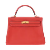 HERMES エルメス ケリー 32 内縫い 2WAY ルージュピヴォワンヌ R刻印(2014年頃) レディース トリヨンクレマンス ハンドバッグ Aランク 中古 銀蔵