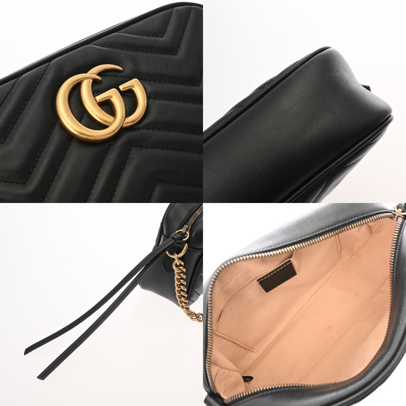 GUCCI グッチ GGマーモント スモールカメラバッグ ブラック 447632 レディース レザー ショルダーバッグ ABランク 中古 銀蔵
