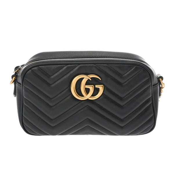 GUCCI グッチ GGマーモント スモールカメラバッグ ブラック 447632 レディース レザー ショルダーバッグ ABランク 中古 銀蔵