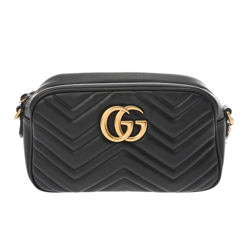 GUCCI グッチ GGマーモント スモールカメラバッグ ブラック 447632 レディース レザー ショルダーバッグ ABランク 中古 銀蔵