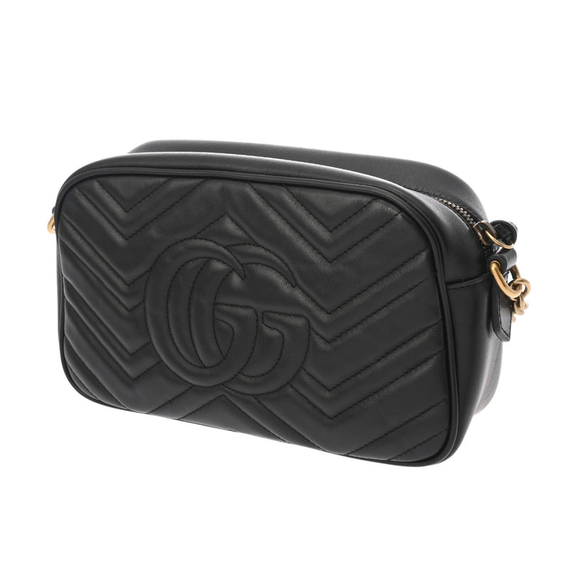 GUCCI グッチ GGマーモント スモールカメラバッグ ブラック 447632 レディース レザー ショルダーバッグ ABランク 中古 銀蔵