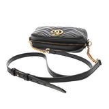 GUCCI グッチ GGマーモント スモールカメラバッグ ブラック 447632 レディース レザー ショルダーバッグ ABランク 中古 銀蔵