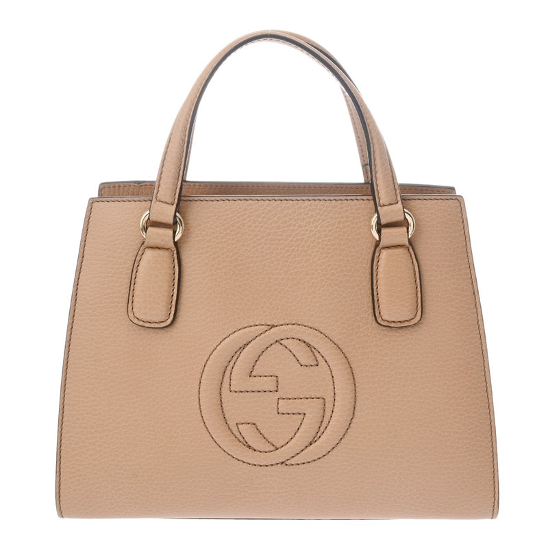 GUCCI グッチ ソーホー インターロッキング 2WAY アウトレット ベージュ 607722 レディース カーフ ハンドバッグ Aランク 中古 銀蔵