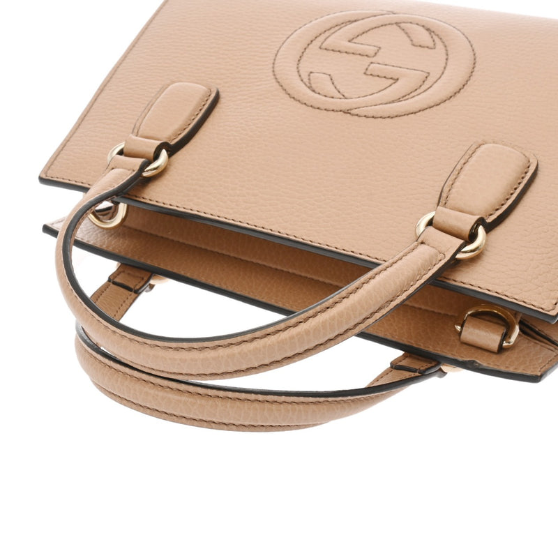 GUCCI グッチ ソーホー インターロッキング 2WAY アウトレット ベージュ 607722 レディース カーフ ハンドバッグ Aランク 中古 銀蔵