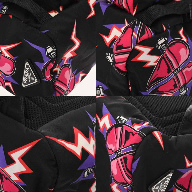 PRADA プラダ バックパック　ハート ブラック ピンク 2VZ135 メンズ ナイロン レザー リュック・デイパック Aランク 中古 銀蔵