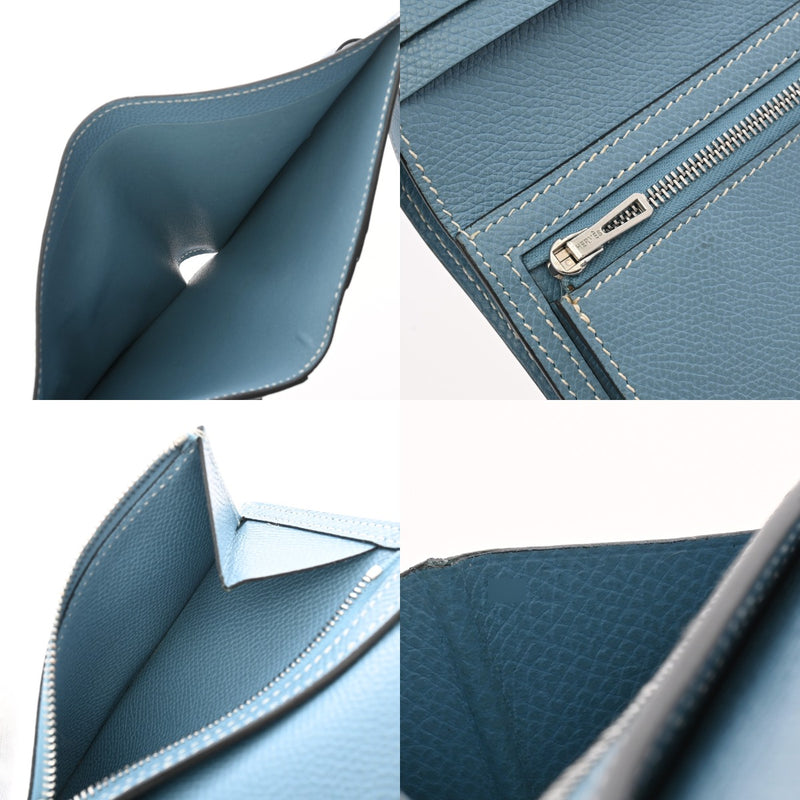 HERMES エルメス ベアン コンパクト ブルージーン □I刻印(2005年頃) レディース ヴォーエプソン 二つ折り財布 ABランク 中古 銀蔵