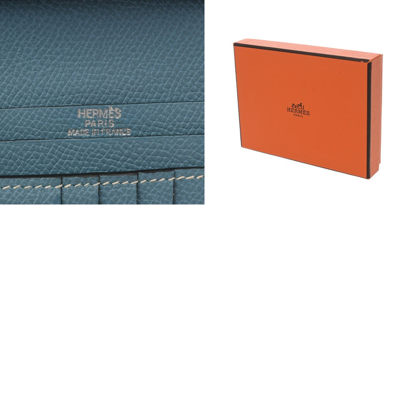 HERMES エルメス ベアン コンパクト ブルージーン □I刻印(2005年頃) レディース ヴォーエプソン 二つ折り財布 ABランク 中古 銀蔵