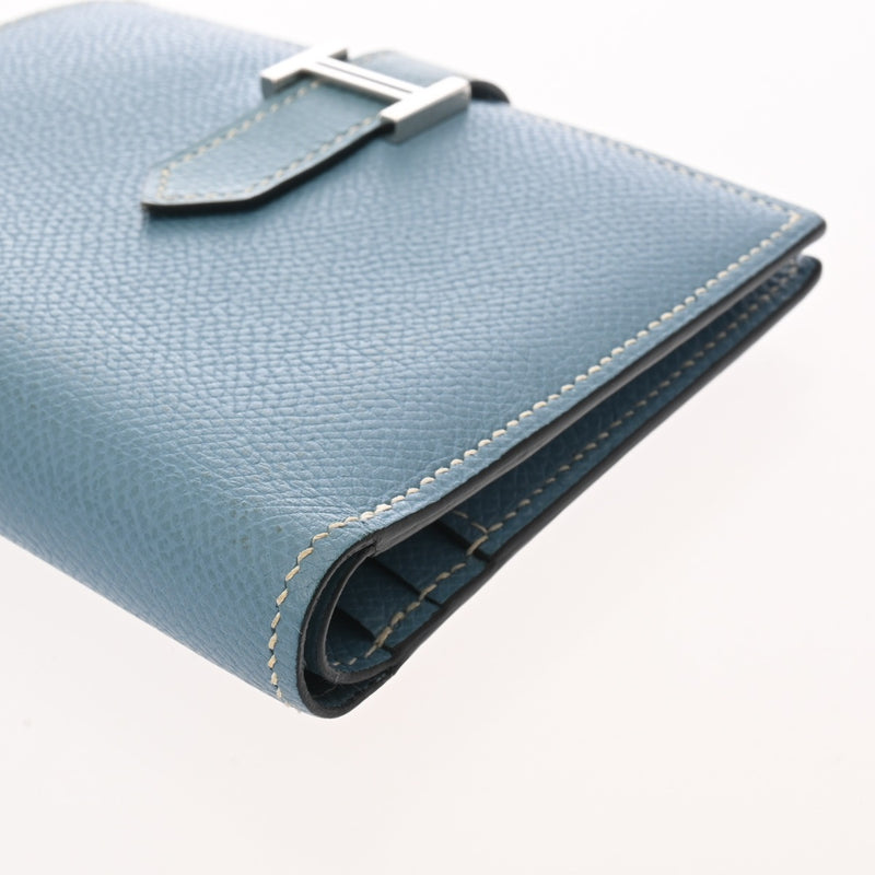 HERMES エルメス ベアン コンパクト ブルージーン □I刻印(2005年頃) レディース ヴォーエプソン 二つ折り財布 ABランク 中古 銀蔵