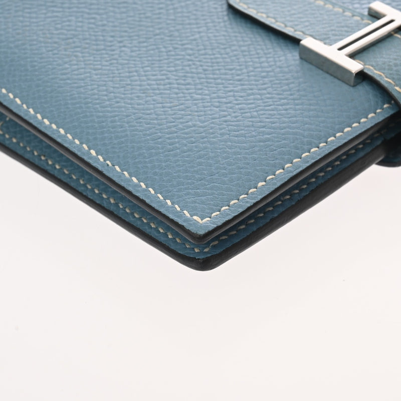 HERMES エルメス ベアン コンパクト ブルージーン □I刻印(2005年頃) レディース ヴォーエプソン 二つ折り財布 ABランク 中古 銀蔵