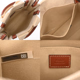 Chloe クロエ ウッディ スモールトートバッグ 2WAY ホワイト ブラウン CHC22AS397I26 90U レディース リネン カーフ トートバッグ ABランク 中古 銀蔵
