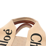 Chloe クロエ ウッディ スモールトートバッグ 2WAY ホワイト ブラウン CHC22AS397I26 90U レディース リネン カーフ トートバッグ ABランク 中古 銀蔵