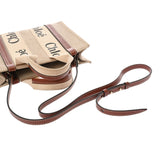 Chloe クロエ ウッディ スモールトートバッグ 2WAY ホワイト ブラウン CHC22AS397I26 90U レディース リネン カーフ トートバッグ ABランク 中古 銀蔵