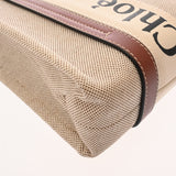 Chloe クロエ ウッディ スモールトートバッグ 2WAY ホワイト ブラウン CHC22AS397I26 90U レディース リネン カーフ トートバッグ ABランク 中古 銀蔵