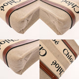 Chloe クロエ ウッディ スモールトートバッグ 2WAY ホワイト ブラウン CHC22AS397I26 90U レディース リネン カーフ トートバッグ ABランク 中古 銀蔵