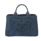 PRADA プラダ カナパ トート ブルー B1877B レディース デニム ハンドバッグ ABランク 中古 銀蔵