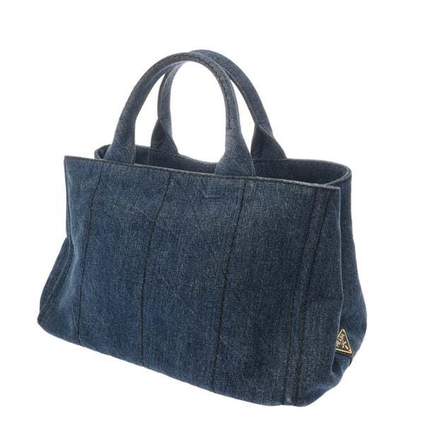PRADA プラダ カナパ トート ブルー B1877B レディース デニム ハンドバッグ ABランク 中古 銀蔵