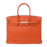 HERMES エルメス バーキン 35 オレンジ □R刻印(2014年頃) ユニセックス トリヨンクレマンス ハンドバッグ Aランク 中古 銀蔵