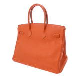 HERMES エルメス バーキン 35 オレンジ □R刻印(2014年頃) ユニセックス トリヨンクレマンス ハンドバッグ Aランク 中古 銀蔵