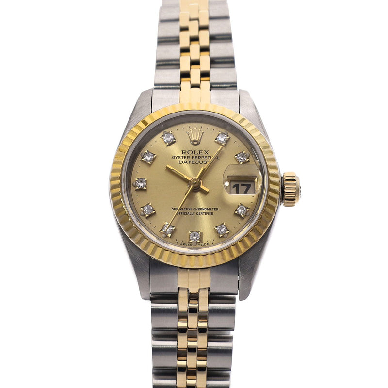 ロレックス デイトジャスト 10Pダイヤ 69173G L番(1990年頃製造) シャンパン/ダイヤモンド レディース 腕時計 自動巻き 中古 銀蔵