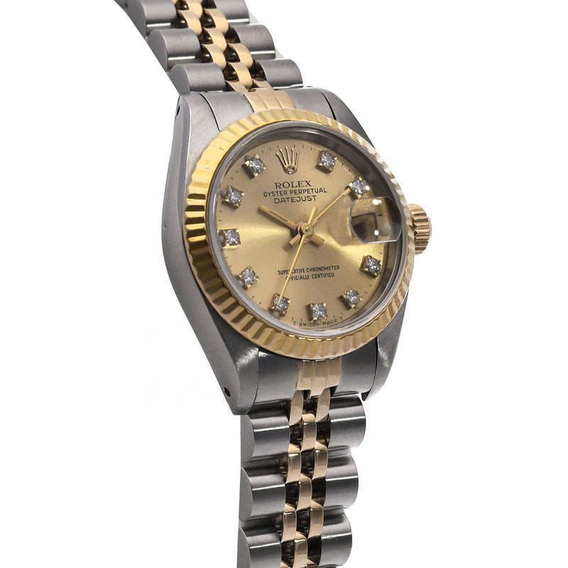 ロレックス デイトジャスト 10Pダイヤ 69173G L番(1990年頃製造) シャンパン/ダイヤモンド レディース 腕時計 自動巻き 中古 銀蔵