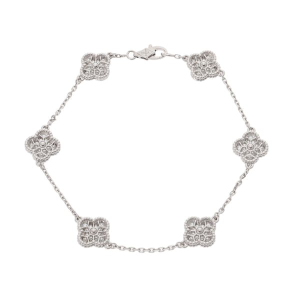 VAN CLEEF & ARPELS ヴァンクリーフ＆アーペル スウィートアルハンブラブレス VCAR085700 レディース K18ホワイトゴールド WG ブレスレット Aランク 中古 銀蔵