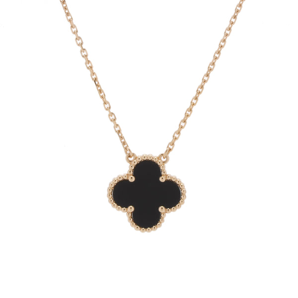 VAN CLEEF & ARPELS ヴァンクリーフ＆アーペル ヴィンテージ アルハンブラ オニキス レディース K18イエローゴールド YG ネックレス Aランク 中古 銀蔵